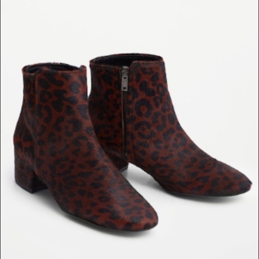 Mango fur leather ankle boot